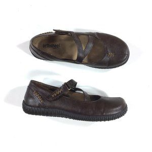 Orthaheel Myla Mary Jane Flats Womens Size 6 Brown Leather